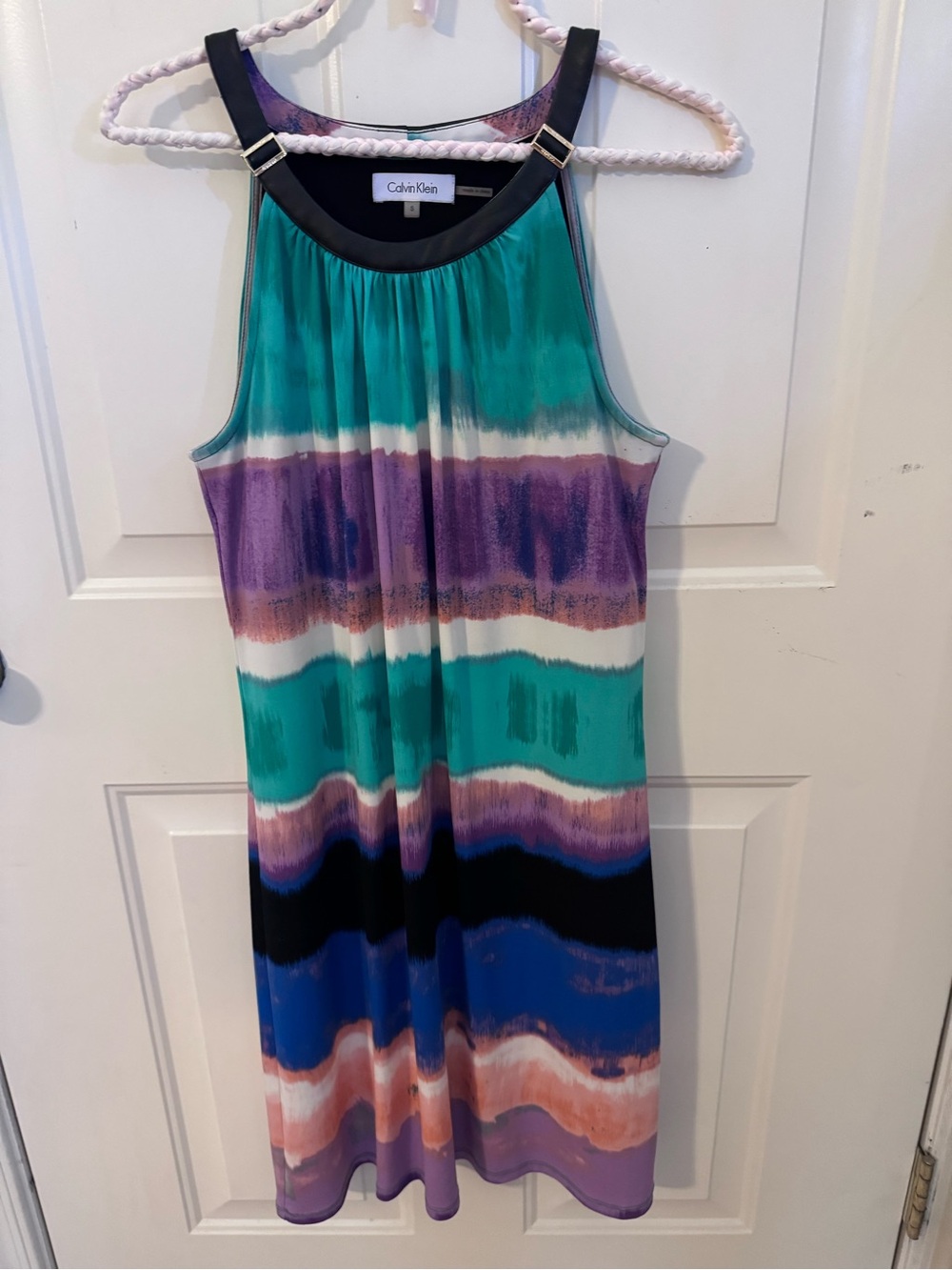 Calvin Klein multi color halter dress -SZ S